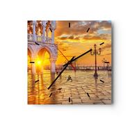 Horloge murale en verre 30x30cm Silencieuse Venise ville Wall Clock Decoration