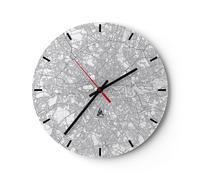 Horloge murale en verre 30x30cm Silencieuse Ville Carte Londres Wall Clock