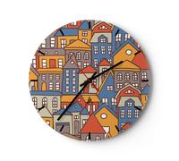 Horloge murale en verre 30x30cm Silencieuse ville maison rue Wall Clock