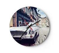 Horloge murale en verre 30x30cm Silencieuse voiture rue maison Wall Clock