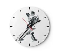 Horloge murale en verre 30x30cm Tango Dessin Noir Et Blanc Wall Clock