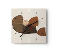 Horloge murale en verre 40x40cm Abstraction Marron Minimalisme Wall Clock