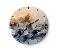 Horloge murale en verre 40x40cm Abstraction Nuages Montagnes Wall Clock
