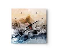 Horloge murale en verre 40x40cm Abstraction Nuages Montagnes Wall Clock