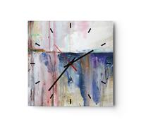 Horloge murale en verre 40x40cm Abstraction Peintures Huile Wall Clock