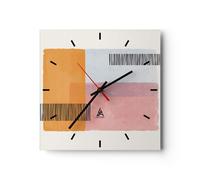 Horloge murale en verre 40x40cm Aquarelle Rectangles Lignes Wall Clock
