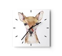 Horloge murale en verre 40x40cm Biche Graphiques Pour Enfants Wall Clock