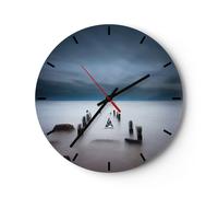 Horloge murale en verre 40x40cm Brise Lames Brouillard Nuit Wall Clock