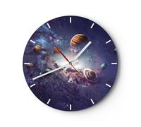 Horloge murale en verre 40x40cm Cosmos Planètes Les étoiles Wall Clock