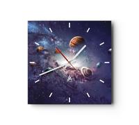 Horloge murale en verre 40x40cm Cosmos Planètes Les étoiles Wall Clock