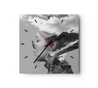 Horloge murale en verre 40x40cm Femme Moderne Noir Et Blanc Wall Clock