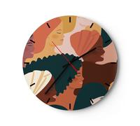 Horloge murale en verre 40x40cm Femmes Multiculturalisme Moderne Wall Clock