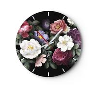 Horloge murale en verre 40x40cm Fleurs Bouquet Composition Wall Clock