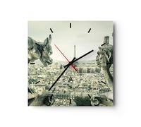 Horloge murale en verre 40x40cm Gargouilles Paris Notre-Dame Wall Clock