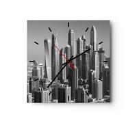 Horloge murale en verre 40x40cm Gratte-ciel Photographie Dubaï Wall Clock