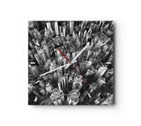 Horloge murale en verre 40x40cm Gratte Ciels Avec Montagnes Wall Clock