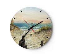 Horloge murale en verre 40x40cm Impressionnisme Mouettes Côte Wall Clock