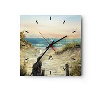 Horloge murale en verre 40x40cm Impressionnisme Mouettes Côte Wall Clock
