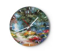 Horloge murale en verre 40x40cm Impressionnisme Nature Forêt Wall Clock