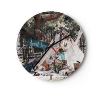 Horloge murale en verre 40x40cm Jeunes Mariés Amour Paysage Wall Clock