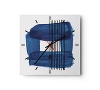 Horloge murale en verre 40x40cm L'Abstraction Aquarelle Bleu Wall Clock