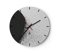 Horloge murale en verre 40x40cm L'Abstraction Noir Et Blanc Géométrie Wall Clock