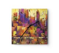Horloge murale en verre 40x40cm L'Abstraction Ville Gratte Ciel Wall Clock