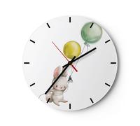 Horloge murale en verre 40x40cm Lapin Ballons Pour Enfants Wall Clock