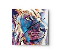 Horloge murale en verre 40x40cm Lion crinière conte de fées Wall Clock