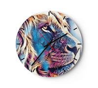 Horloge murale en verre 40x40cm Lion crinière conte de fées Wall Clock