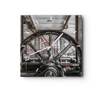 Horloge murale en verre 40x40cm Machine Industrielle Graffiti Wall Clock