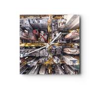 Horloge murale en verre 40x40cm Metropolis Photographie Aérienne Rue Wall Clock