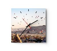 Horloge murale en verre 40x40cm montagnes montgolfière vol Wall Clock