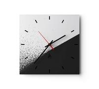 Horloge murale en verre 40x40cm Noir Et Blanc Arrière Plan Géométrie Wall Clock