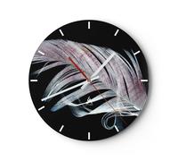 Horloge murale en verre 40x40cm Plume Les Couleurs La Délicatesse Wall Clock