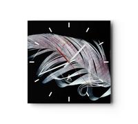 Horloge murale en verre 40x40cm Plume Les Couleurs La Délicatesse Wall Clock
