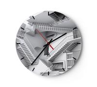 Horloge murale en verre 40x40cm Science Illusion Escaliers Wall Clock