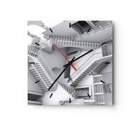 Horloge murale en verre 40x40cm Science Illusion Escaliers Wall Clock