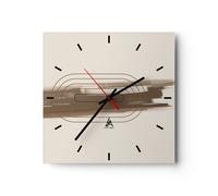 Horloge murale en verre 40x40cm Silencieuse Abstraction Ovale Marron Wall Clock
