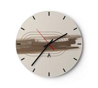 Horloge murale en verre 40x40cm Silencieuse Abstraction Ovale Marron Wall Clock