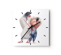 Horloge murale en verre 40x40cm Silencieuse Albatros Enfant Image Wall Clock