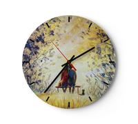 Horloge murale en verre 40x40cm Silencieuse Amoureux Sur Banc Wall Clock