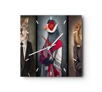Horloge murale en verre 40x40cm Silencieuse animal abstraction Wall Clock