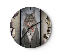 Horloge murale en verre 40x40cm Silencieuse animal abstraction Wall Clock