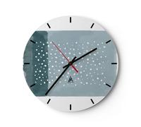Horloge murale en verre 40x40cm Silencieuse Aquarelle Moderne Bleu Wall Clock