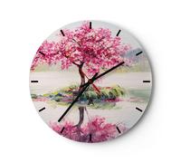 Horloge murale en verre 40x40cm Silencieuse arbre abstraction Wall Clock