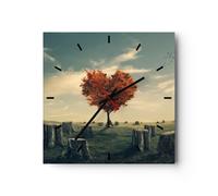 Horloge murale en verre 40x40cm Silencieuse arbre nature prairie Wall Clock