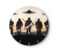 Horloge murale en verre 40x40cm Silencieuse armée militaria Wall Clock