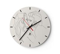 Horloge murale en verre 40x40cm Silencieuse Art. Ligne Baiser Wall Clock