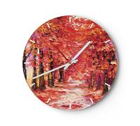 Horloge murale en verre 40x40cm Silencieuse Automne Parc Avenue Wall Clock